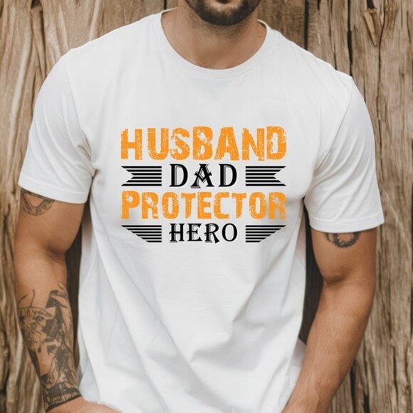 Husband Dad Protector Hero Tee Shirt, Papa T-Shirt, Father's Day Gift Shirt - Picture 1 of 4